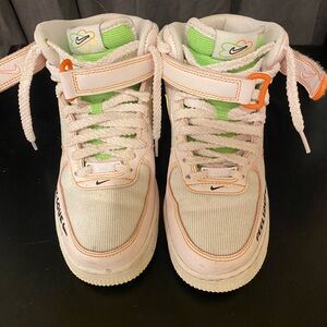 Nike Womens size 7.5 Sneakers - White with Green and Orange Accents